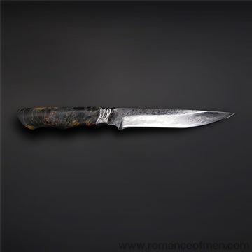 The Suzaku Damascus Steel Knife Fixed Blade-Romance of Men